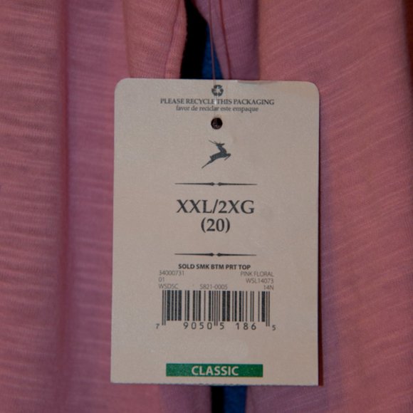 new 2X 20W Pink Top Knit 3/4 sleeves floral lightweight PLUS - Picture 5 of 5